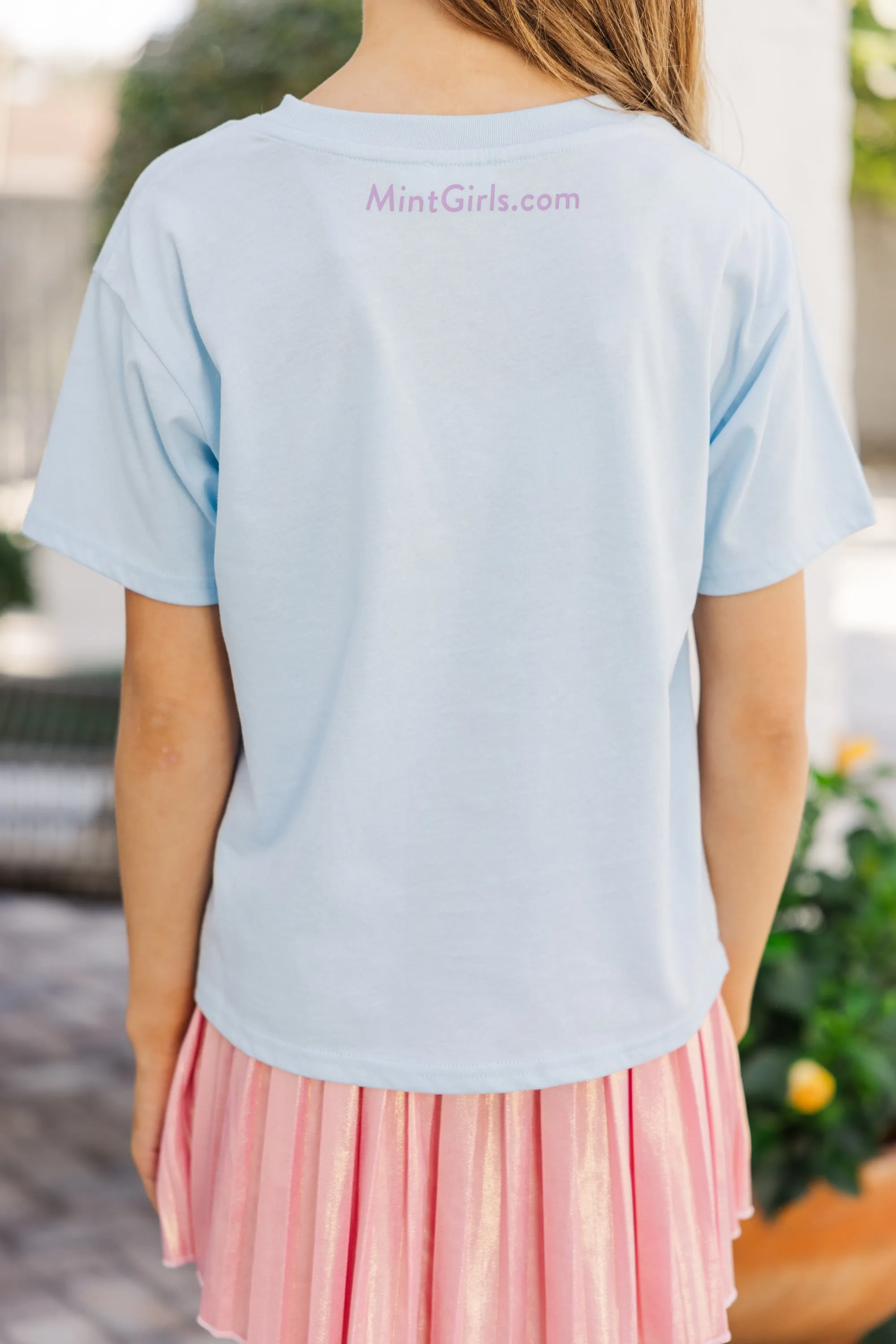 Girls: Always Smile Light Blue Graphic Tee