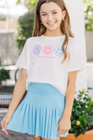 Girls: Always Smile White Graphic Tee