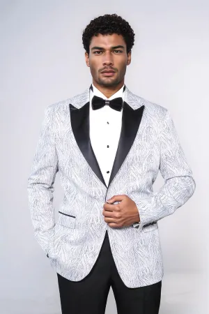 Glittery Patterned Light Blue Men Prom Blazer - Wessi