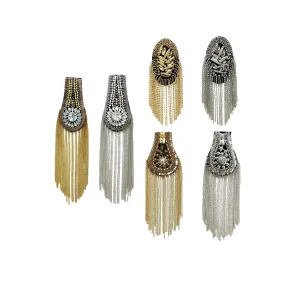 Gold and Silver Beaded Crystal Shoulder Patches 6 Pack