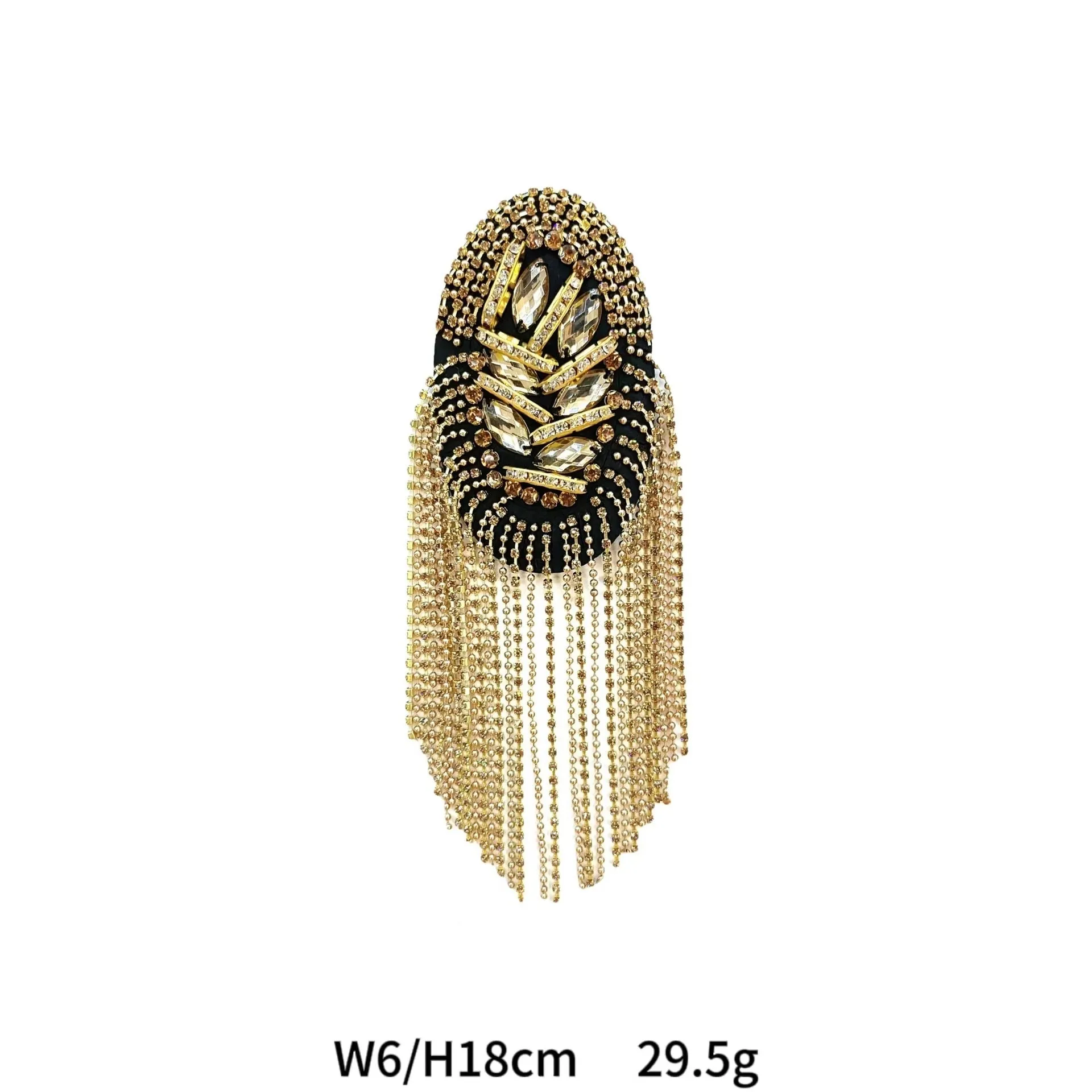 Gold and Silver Beaded Crystal Shoulder Patches 6 Pack