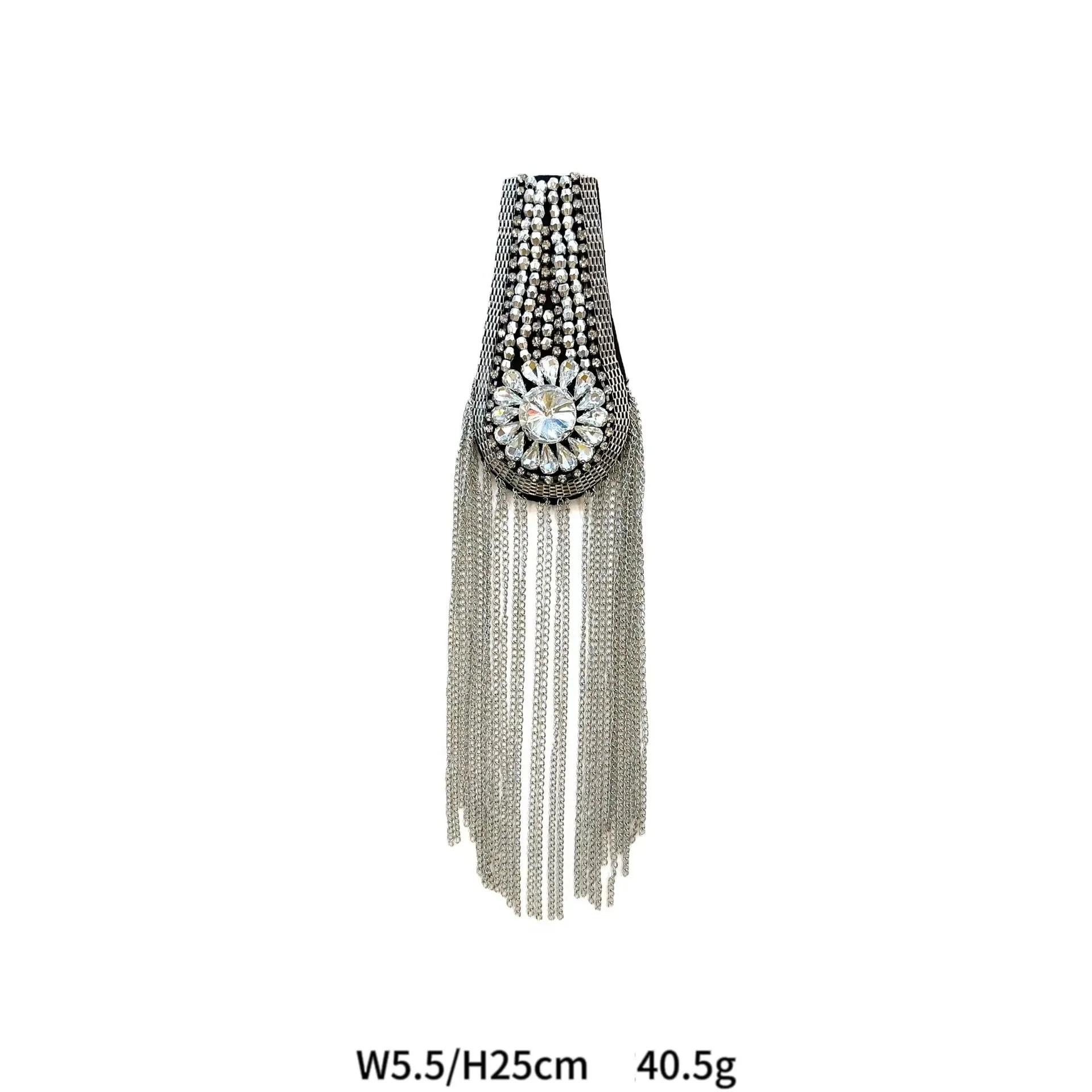 Gold and Silver Beaded Crystal Shoulder Patches 6 Pack