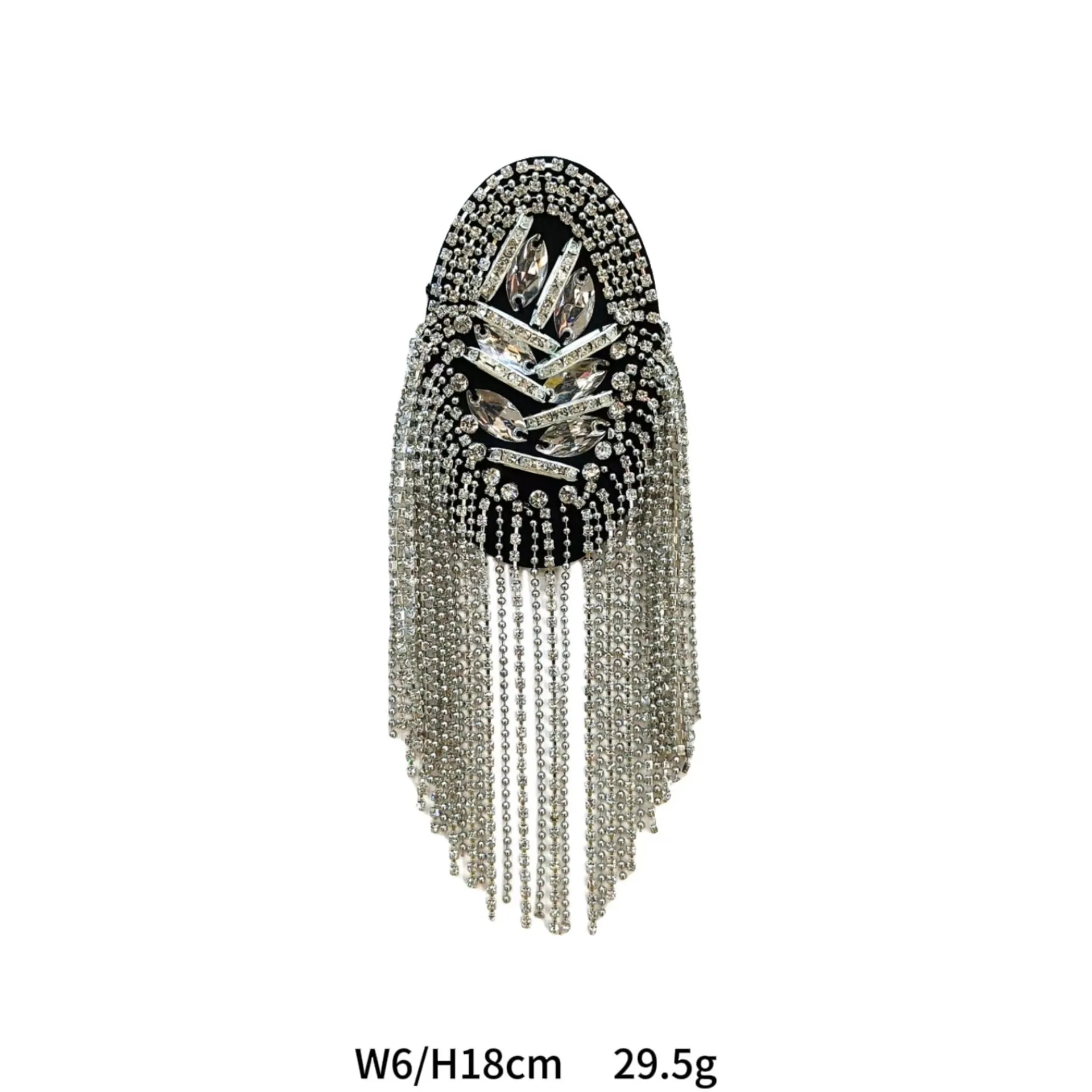 Gold and Silver Beaded Crystal Shoulder Patches 6 Pack