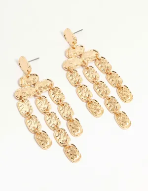 Gold Hammered Drop Earrings