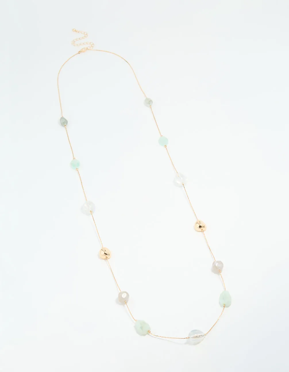 Gold Organic Beaded Long Necklace