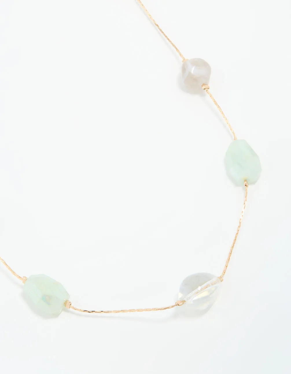 Gold Organic Beaded Long Necklace
