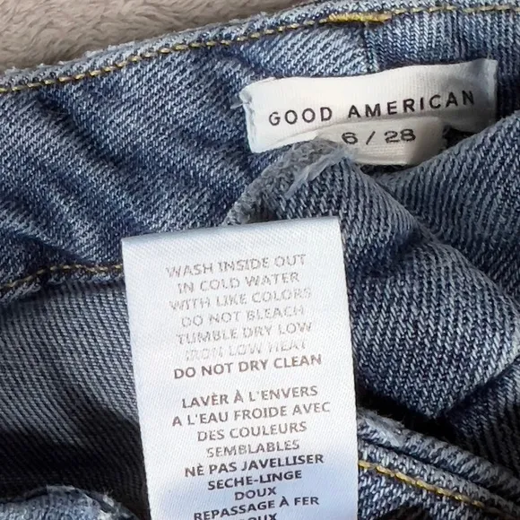 Good American Good Classic Slim Fit Stacked‎ Denim Jeans Women's 6/28 Blue803