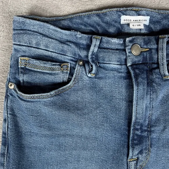Good American Good Classic Slim Fit Stacked‎ Denim Jeans Women's 6/28 Blue803