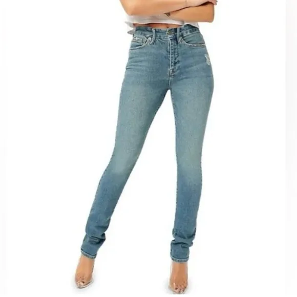 Good American Good Classic Slim Fit Stacked‎ Denim Jeans Women's 6/28 Blue803