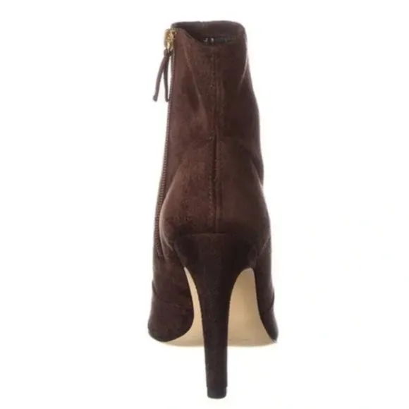 Good American Icon Bootie Suede Chocolate Brown Heeled Pointy NEW NIB