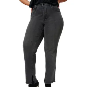Good American Good Boy Black Wash Split Ankle Raw Hem Jean