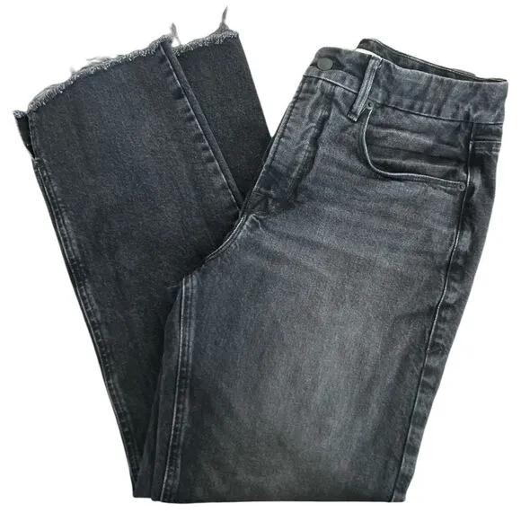 Good American Good Boy Black Wash Split Ankle Raw Hem Jean