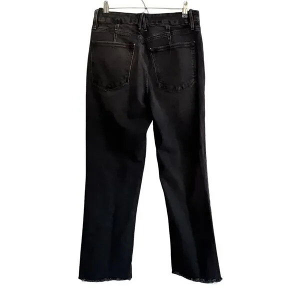 Good American Good Boy Black Wash Split Ankle Raw Hem Jean
