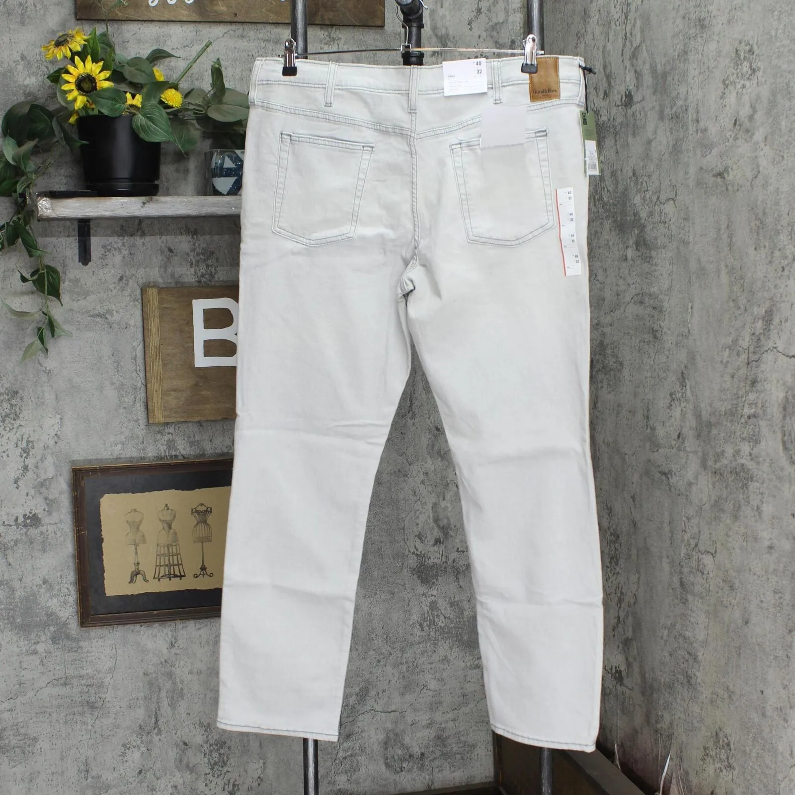 Goodfellow & Co Men's Slim Fit Lightweight Denim Jeans Tonic Light Gray 40x32
