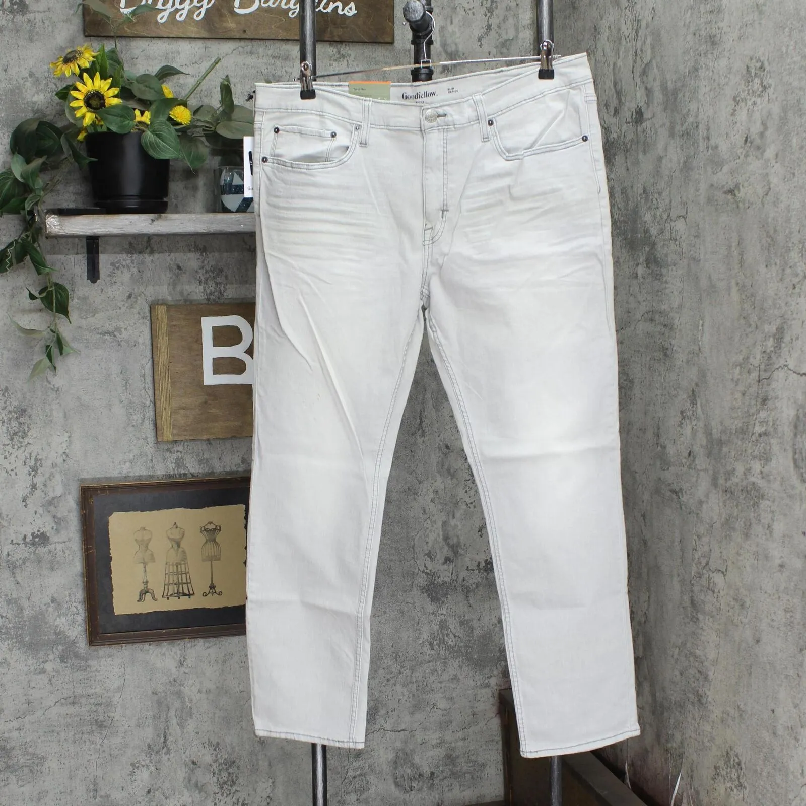 Goodfellow & Co Men's Slim Fit Lightweight Denim Jeans Tonic Light Gray 40x32
