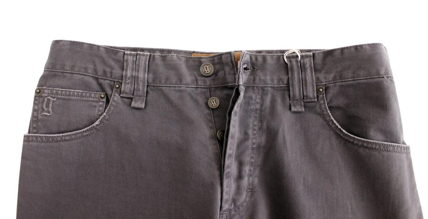 Gray cotton straight fit Jeans