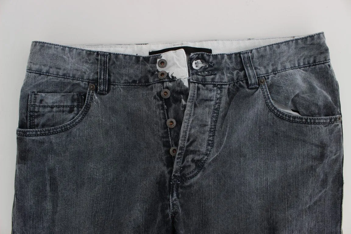 Gray Wash Cotton Regular Fit Jeans