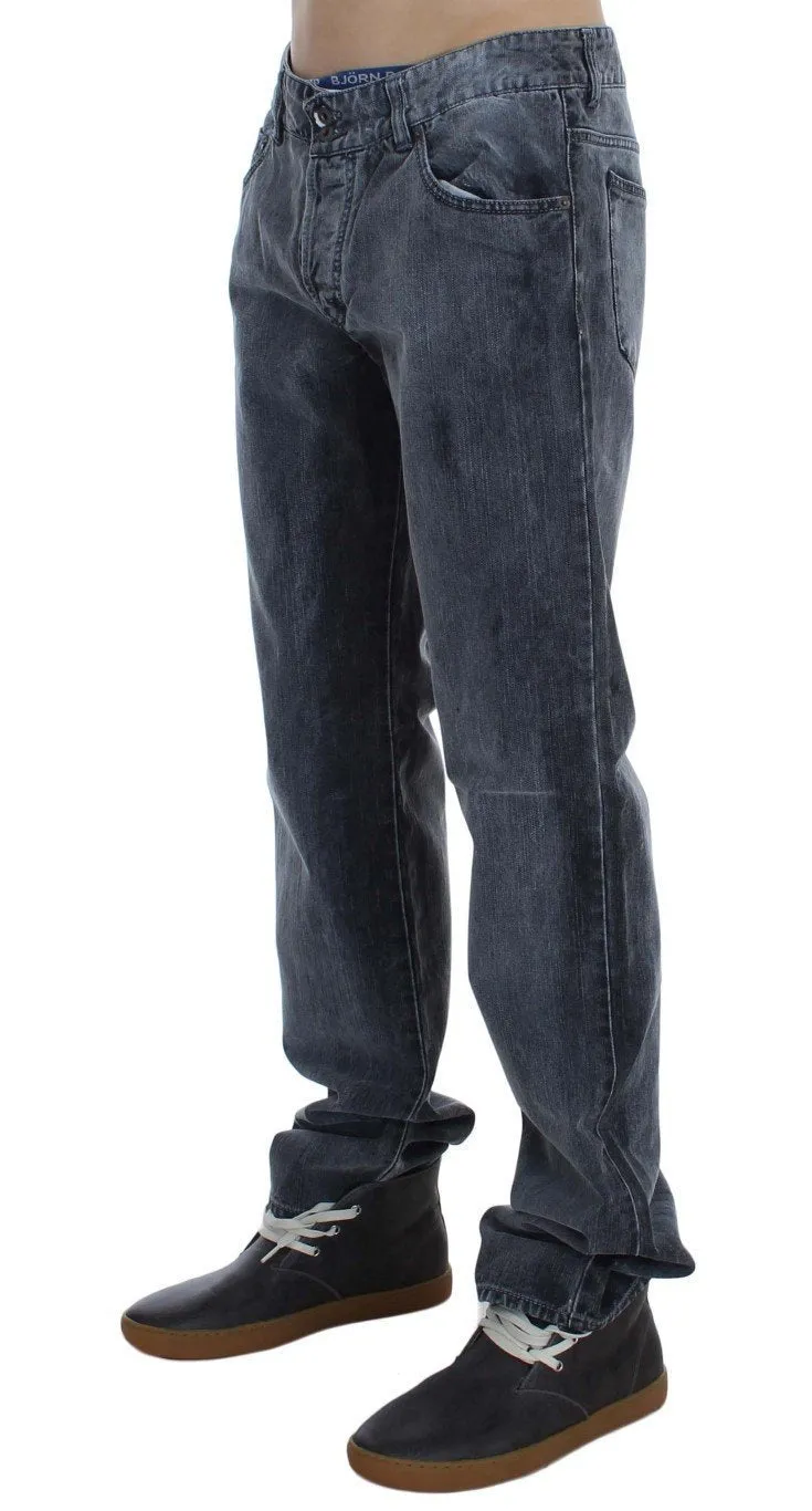 Gray Wash Cotton Regular Fit Jeans