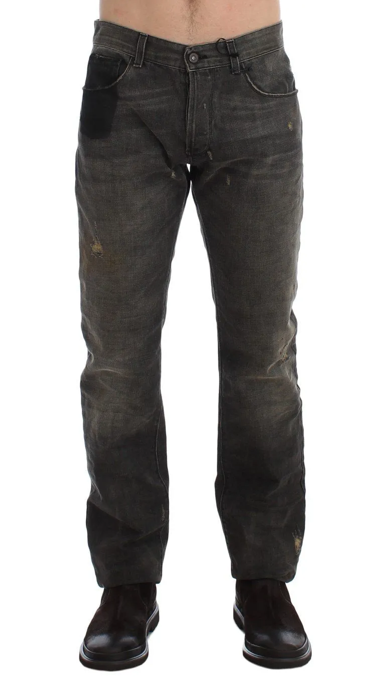 Gray Wash Regular Cotton Denim Jeans