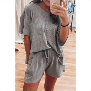 Gray Wfle Knit Shorts Set: Universe Made me Buy it ! 😜 Needful Things