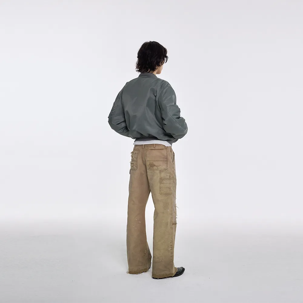 Green Short Pocket Flight Bomber Jacket