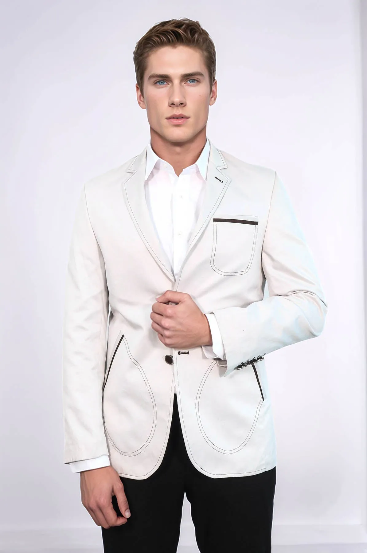 Grey Blazer With Patch Pockets | Wessi
