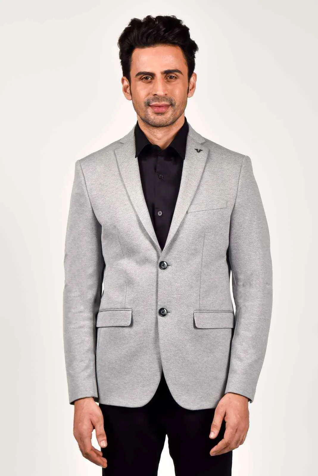 Grey Knitted Evening Blazer