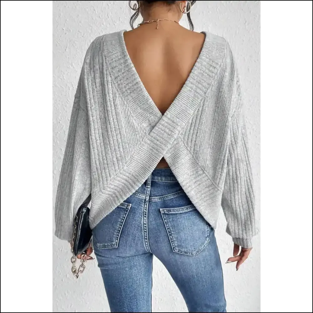 Grey Ribbed Backless Top: so Comfy, It's Almost Illegal! 😈 Needful Things