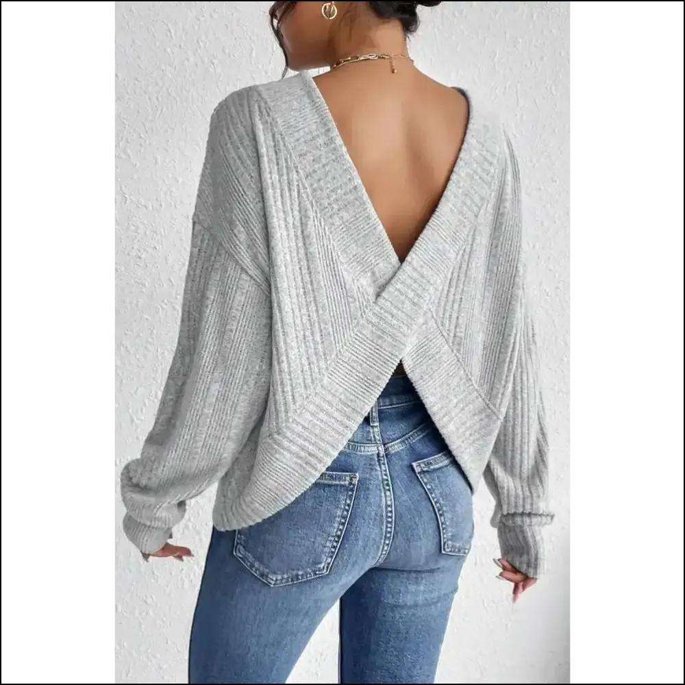 Grey Ribbed Backless Top: so Comfy, It's Almost Illegal! 😈 Needful Things