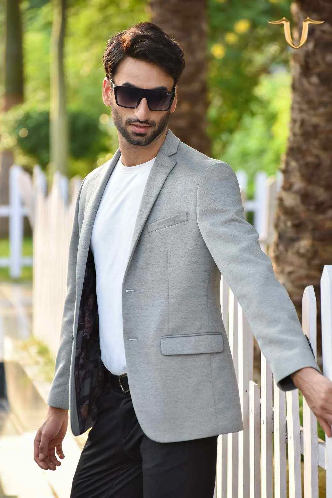 Grey Stretch Knitted Blazer