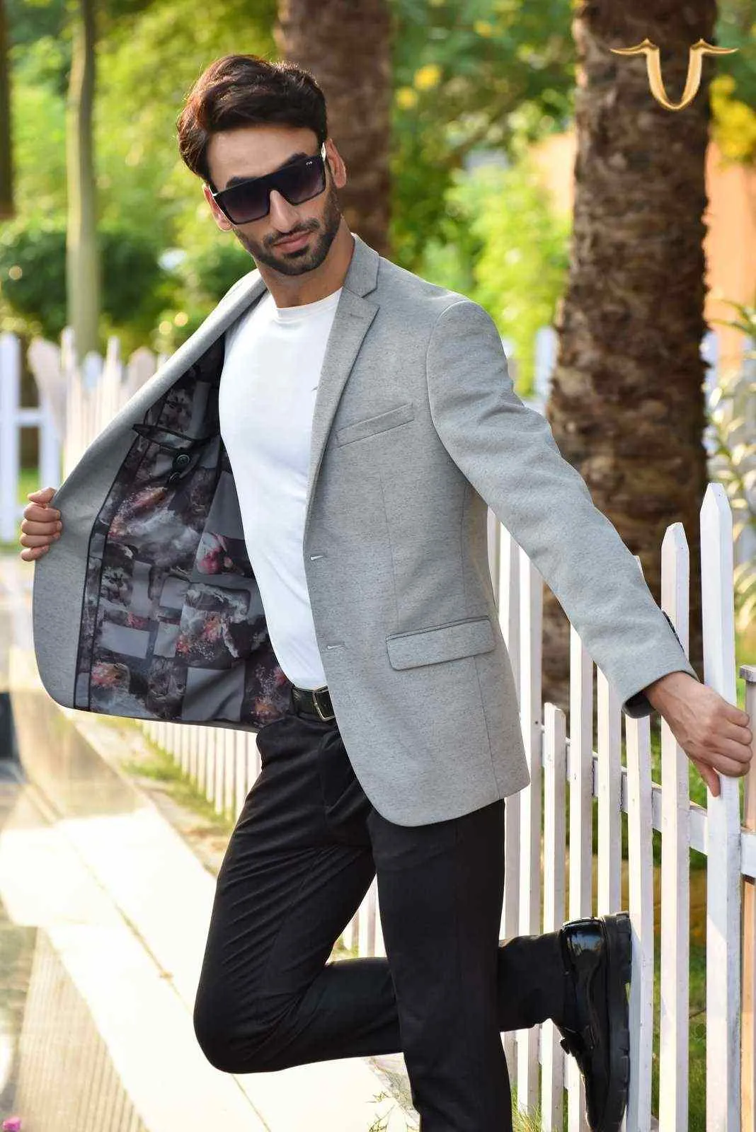 Grey Stretch Knitted Blazer