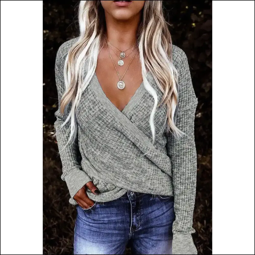 Grey Wrap Deep V-neck: so Chic, it Hurts (but Feels Amazing) 💀 Needful Things