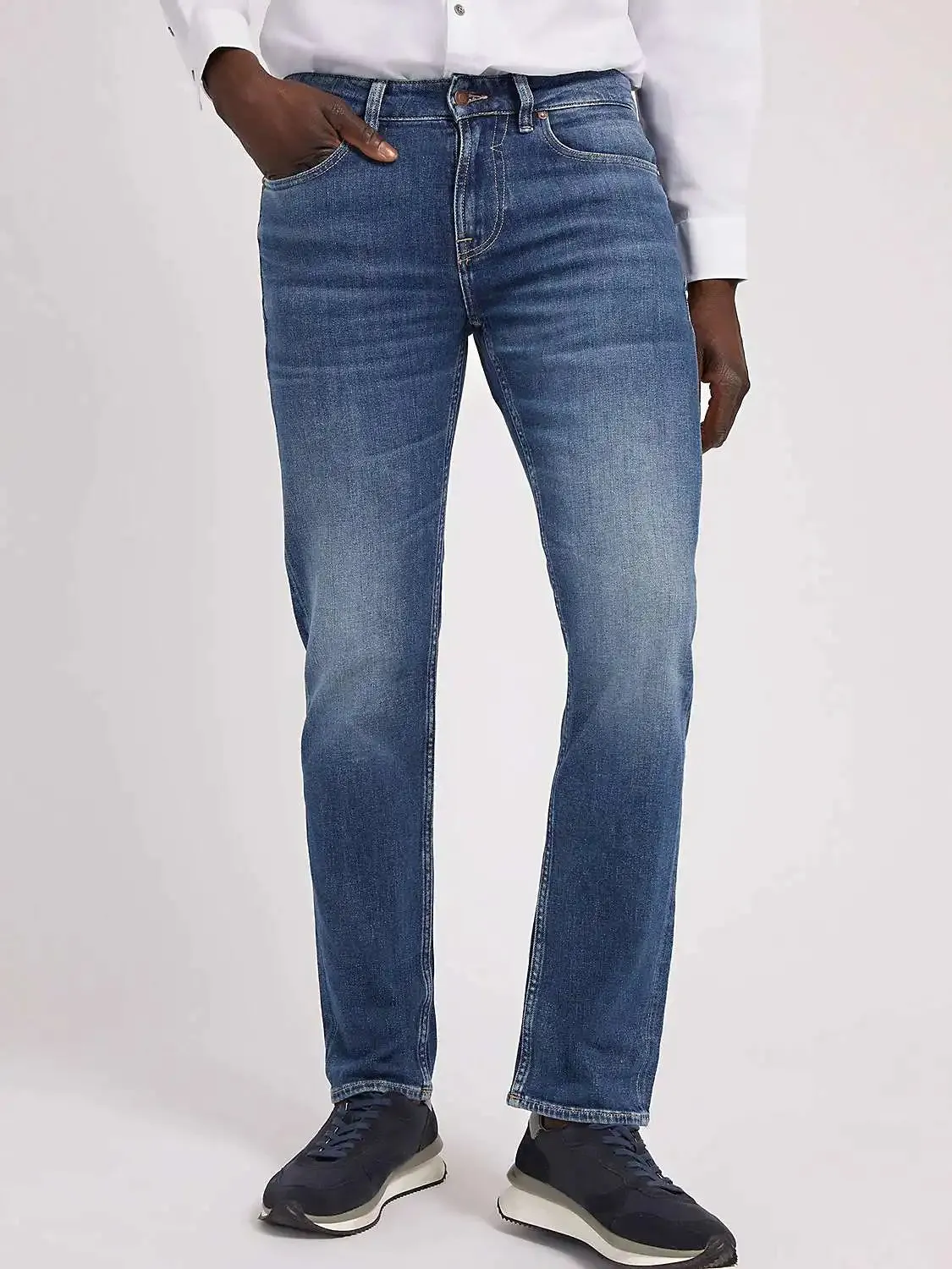 Guess Mens Jeans Angels Slim Fit Mid Wash Blue