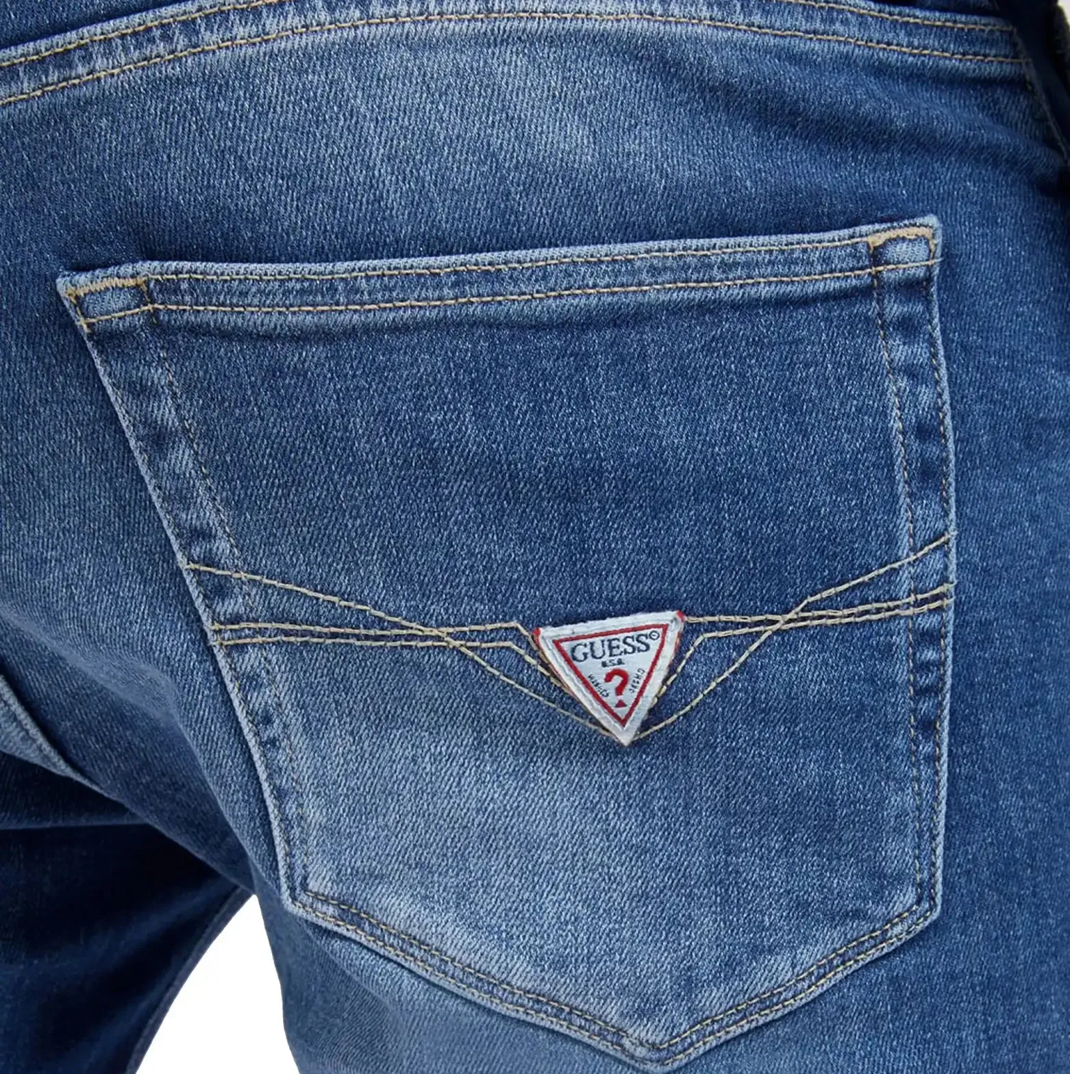 Guess Mens Jeans Angels Slim Fit Mid Wash Blue
