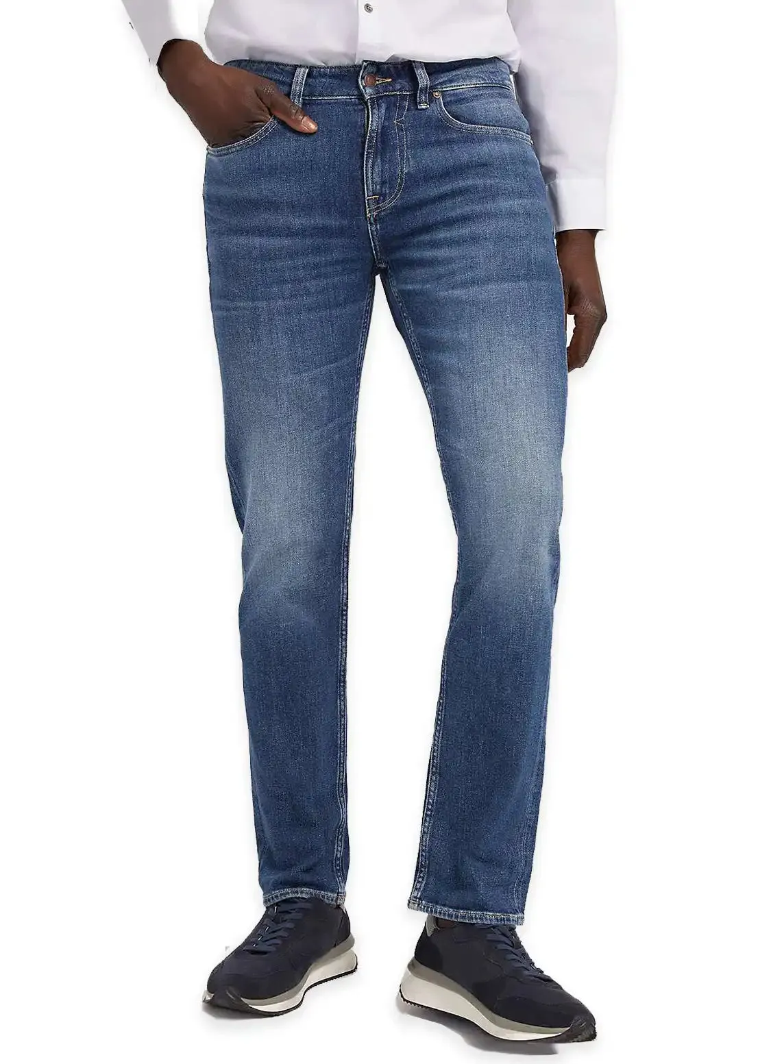 Guess Mens Jeans Angels Slim Fit Mid Wash Blue