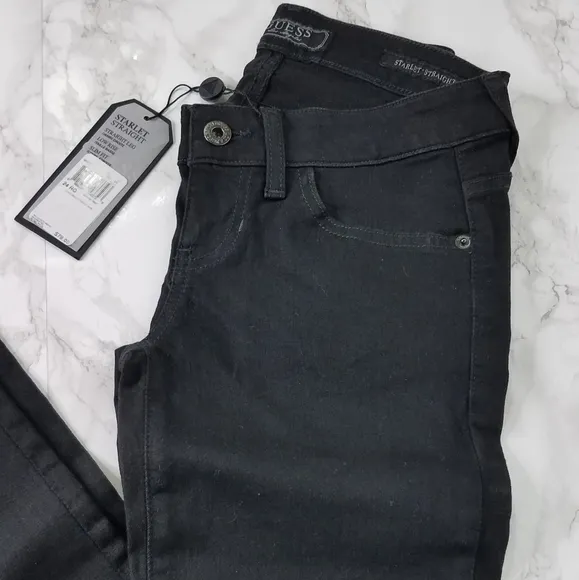 Guess Starlet Low Rise Black Straight Leg Jeans Size 24