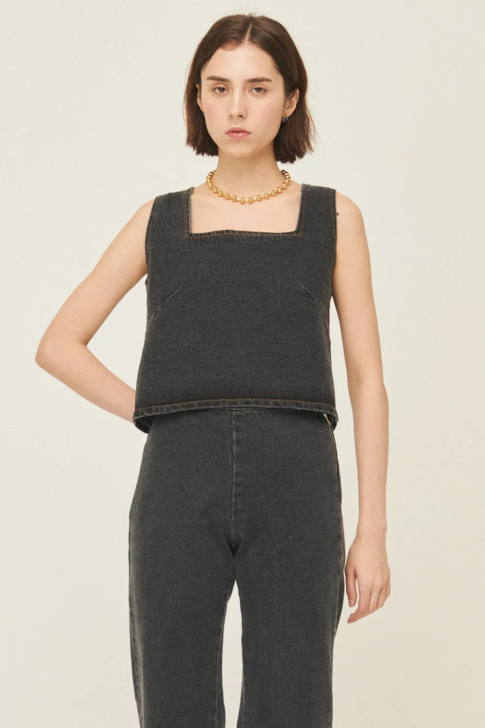 Harper Sleeveless Denim Top