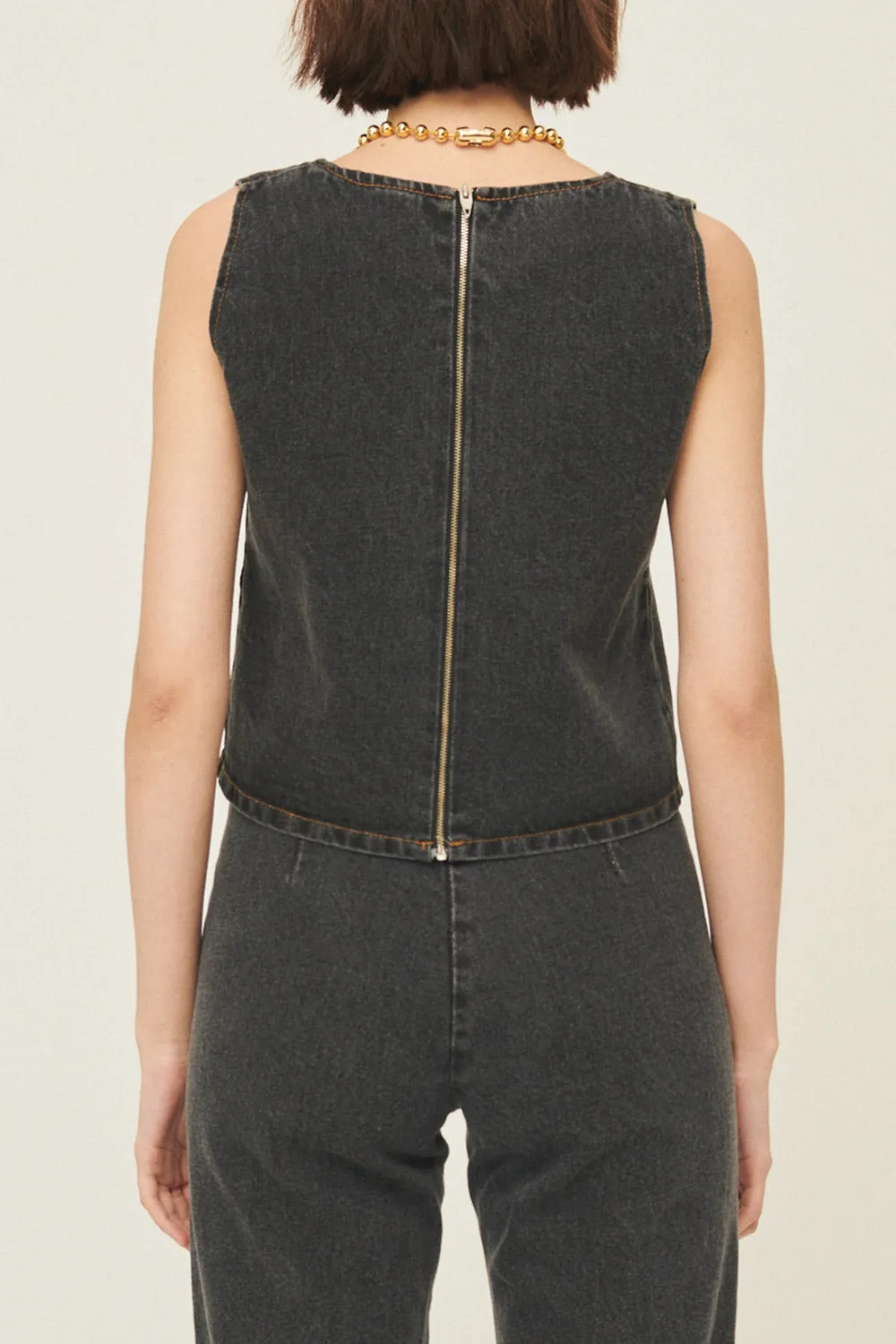 Harper Sleeveless Denim Top
