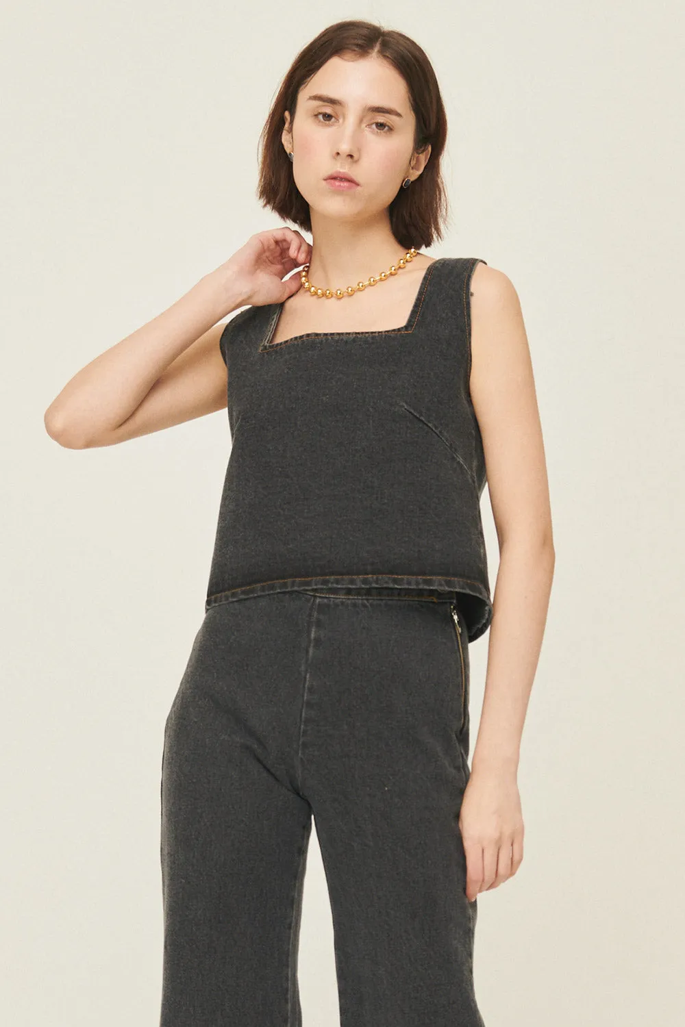 Harper Sleeveless Denim Top