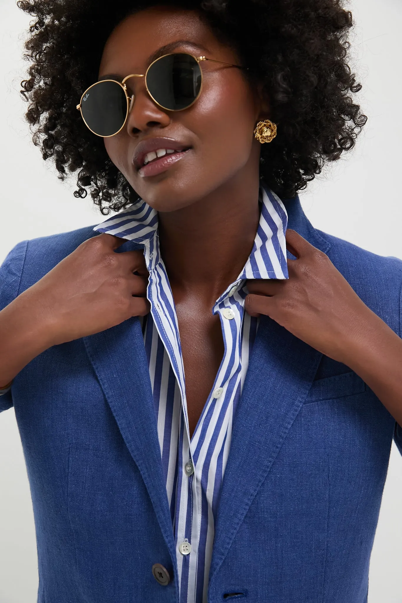Harrison Blue Delave Linen-Polo Blazer