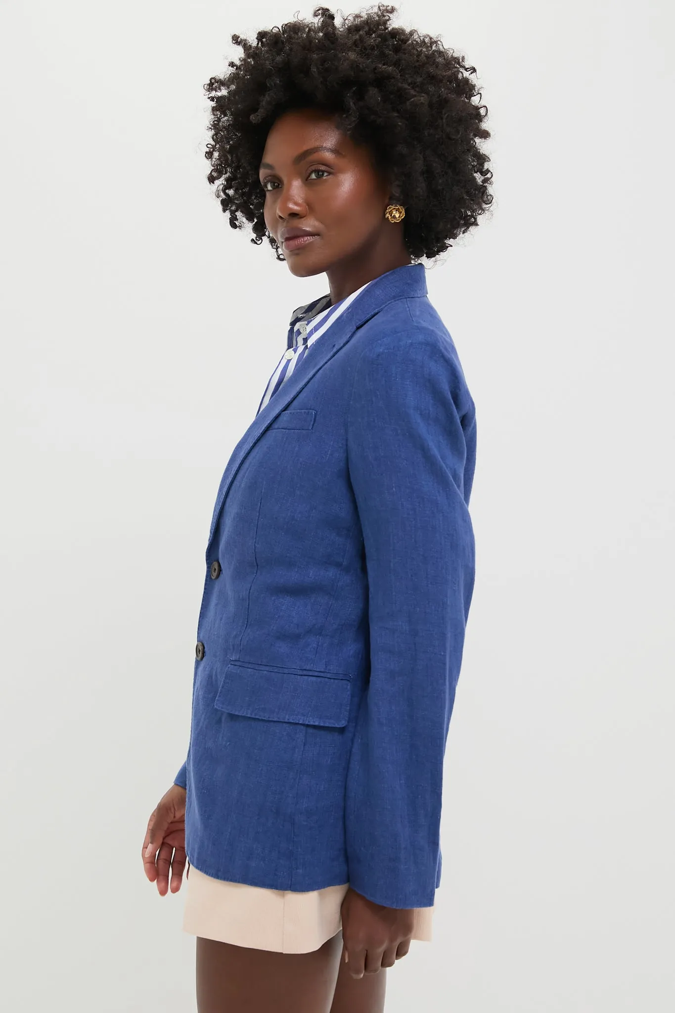 Harrison Blue Delave Linen-Polo Blazer