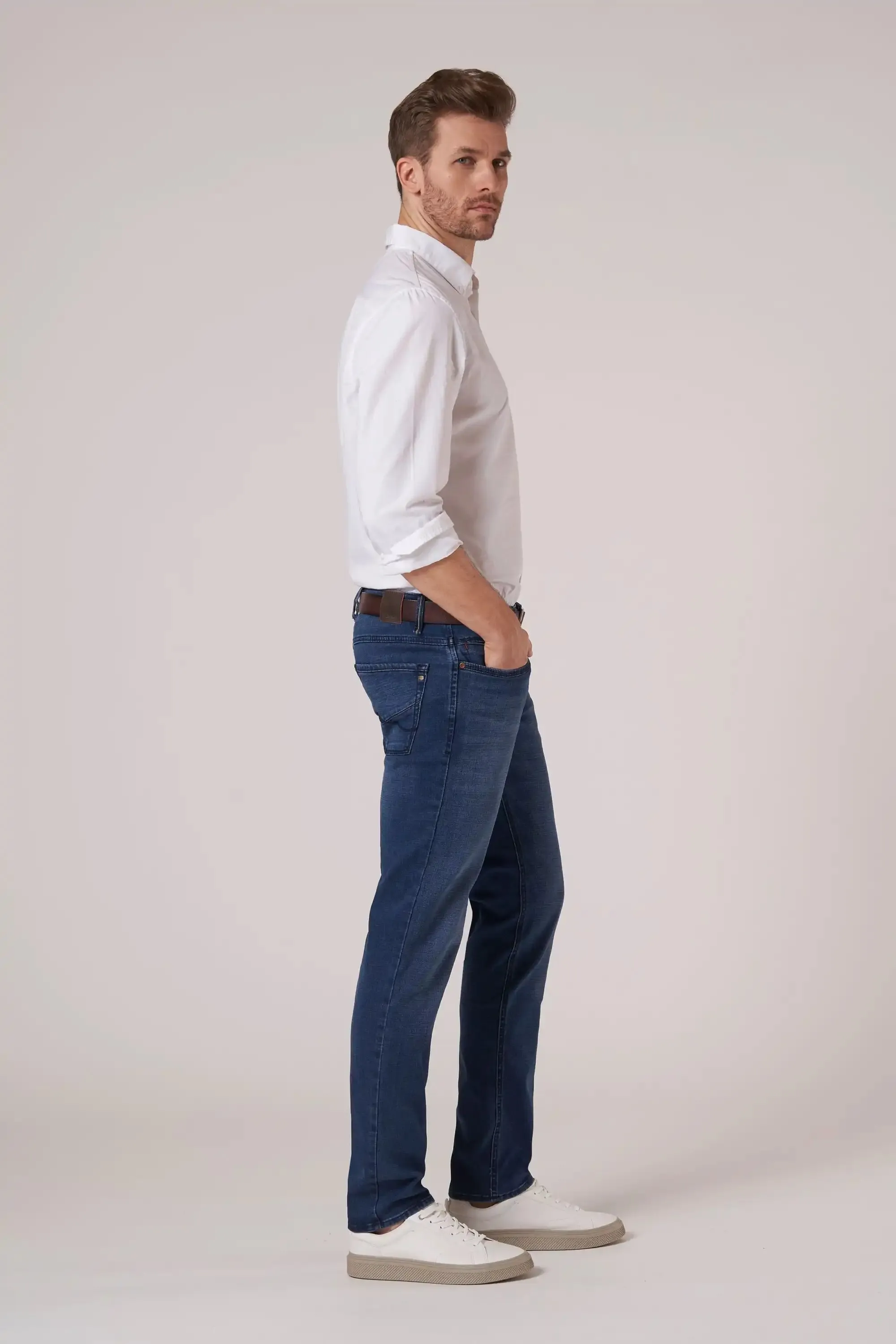 Hattric Men's 5 Pocket Harris Slim Stretch Jeans 688495 9690 47 Blue