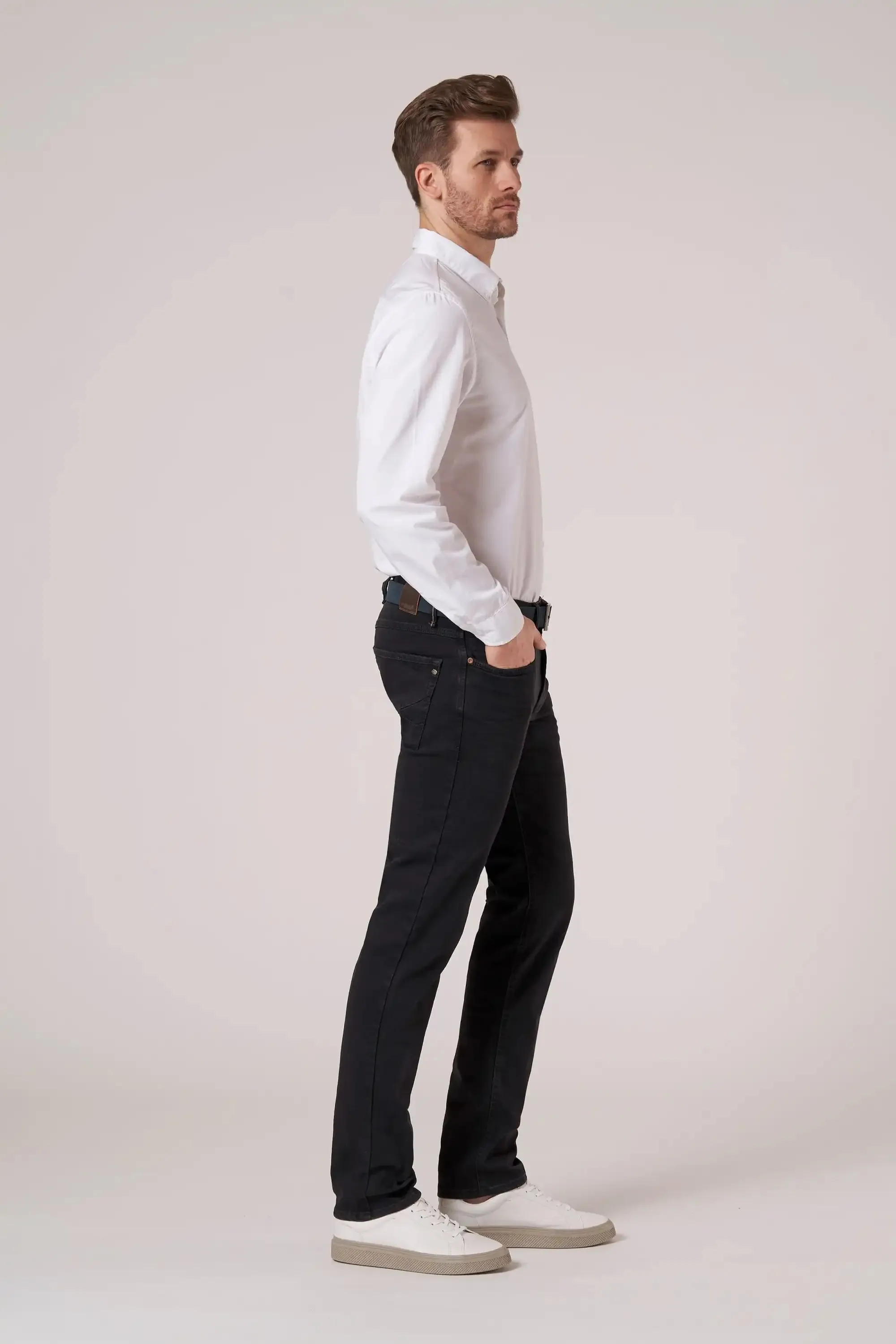 Hattric Men's Jeans Harris Slim Leg Stretch 688495 Black