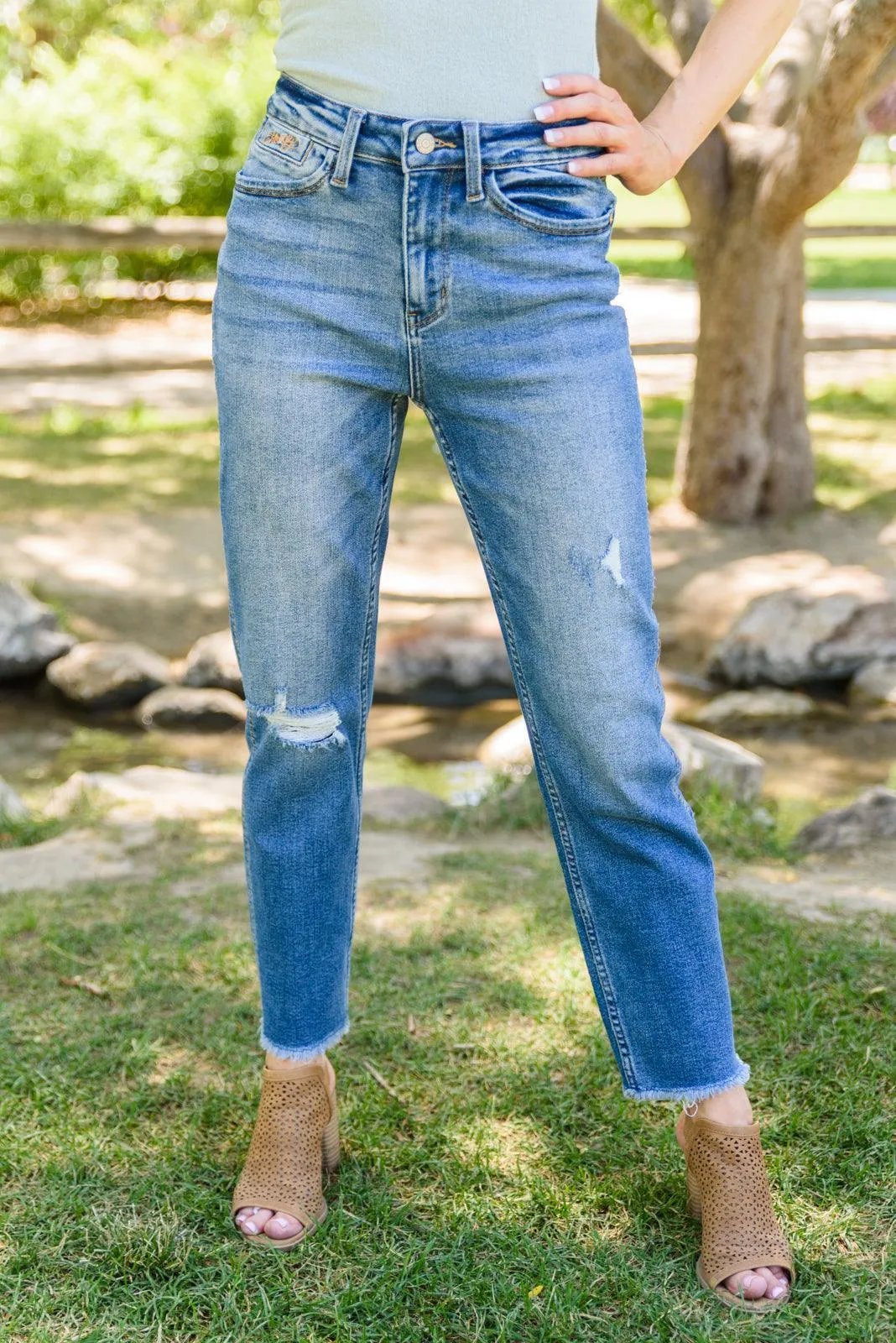 Hazel Blues® | Howdy Embroidery Boyfriend Jeans
