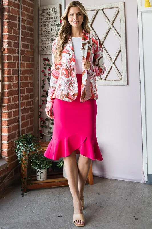 Heimish Full Size Shawl Floral Open Blazers Plus Size