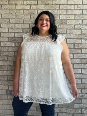 Heimish Round Neck Cap Sleeve Lace Top