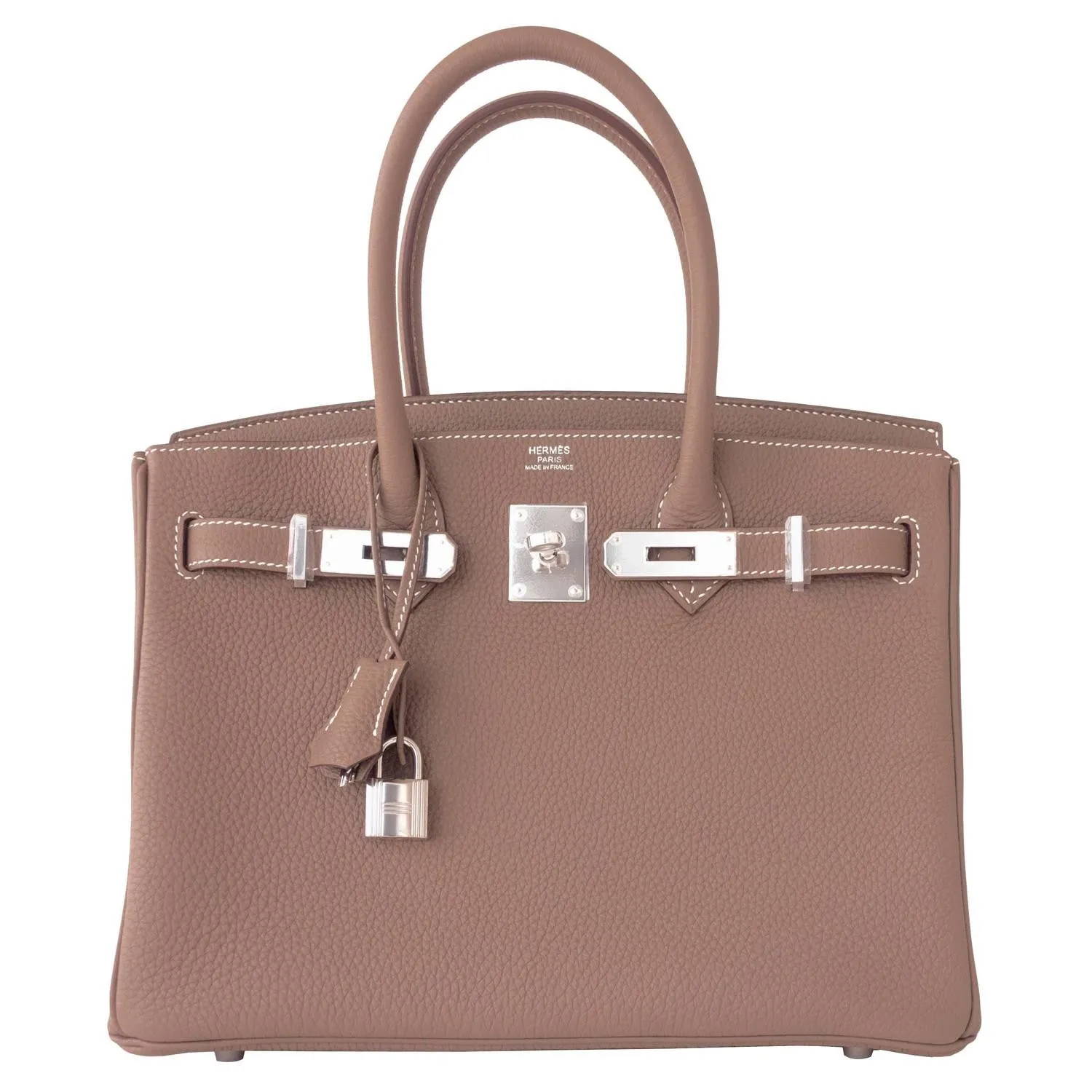 Hermes Etoupe 30cm Togo Birkin Palladium Hardware Bag Iconic