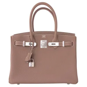 Hermes Etoupe 30cm Togo Birkin Palladium Hardware Bag Iconic