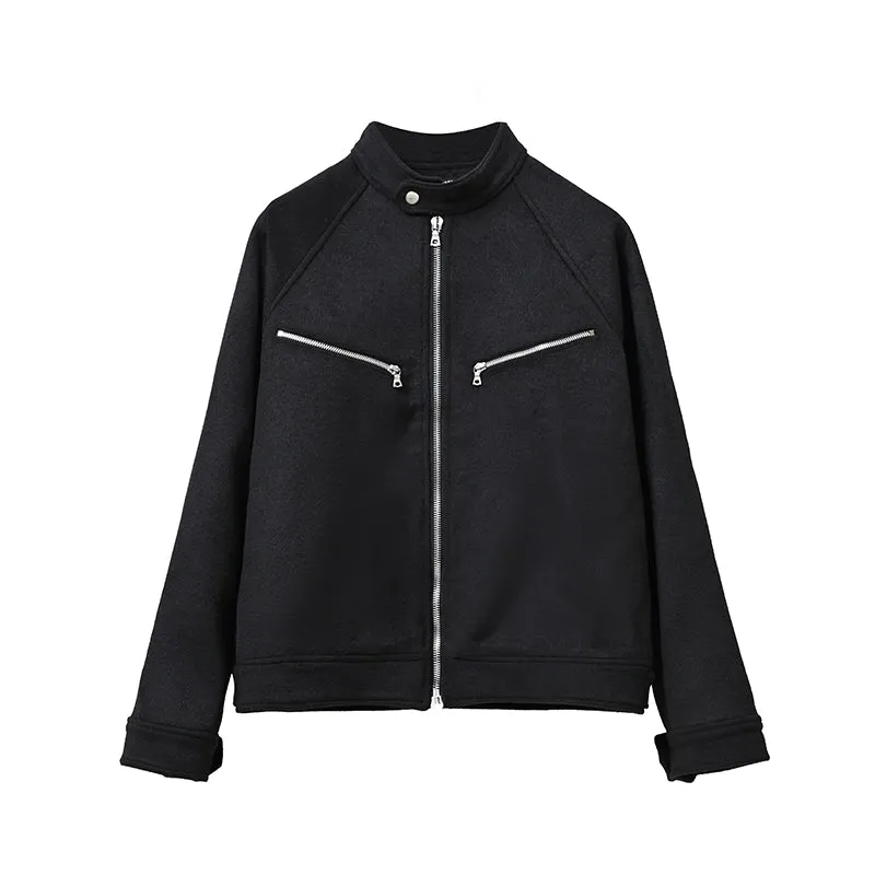 High Collar Zipper Jacket