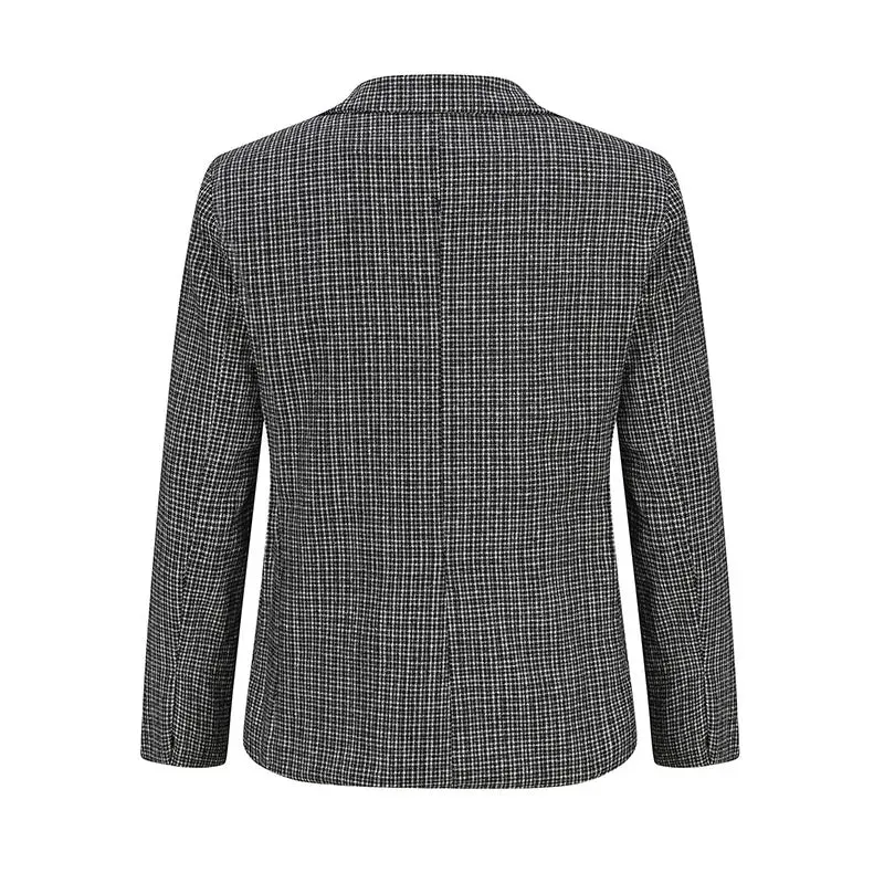 High End Men Business Blazers Slim Fit Plaid Suits Jackets Male Long Sleeve Double-Breasted Outerwear